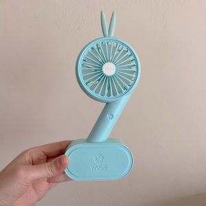 Kawaii Bunny Portable, Rechargeable Mini Fan with Standing Base